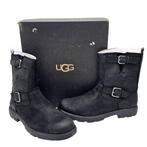 UGG Biltmore Moto Men 15 Black Leather Waterproof Casual Shoe Outdoor Ankle Boot